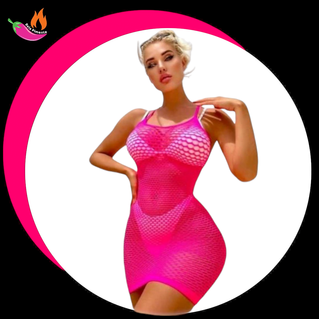 Vestido Meia Rede Barbie Pink - Imagem 3