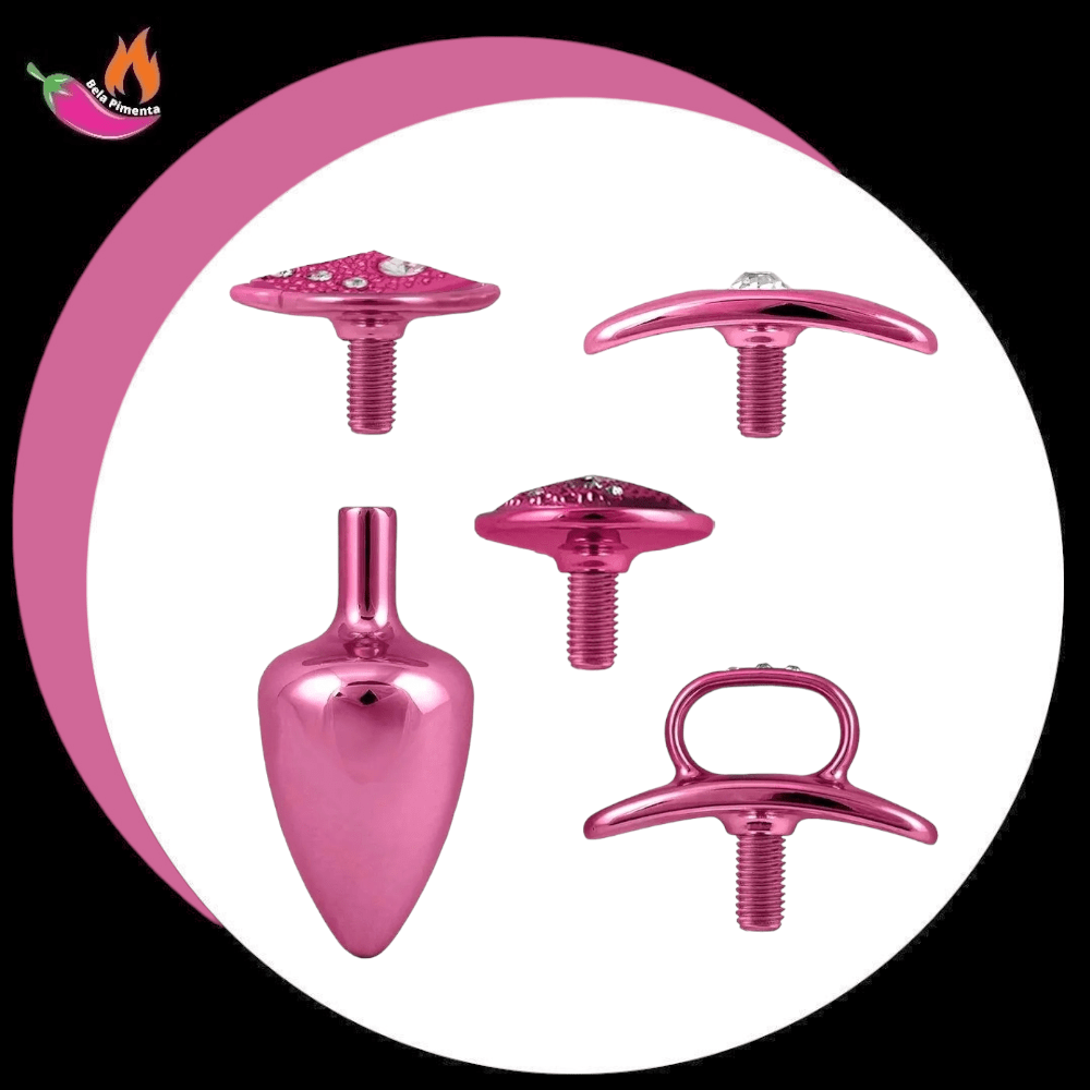 Kit Plug Anal Metal M com Base Removivel Pink - Imagem 3