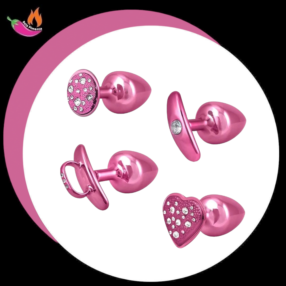Kit Plug Anal Metal M com Base Removivel Pink - Imagem 2