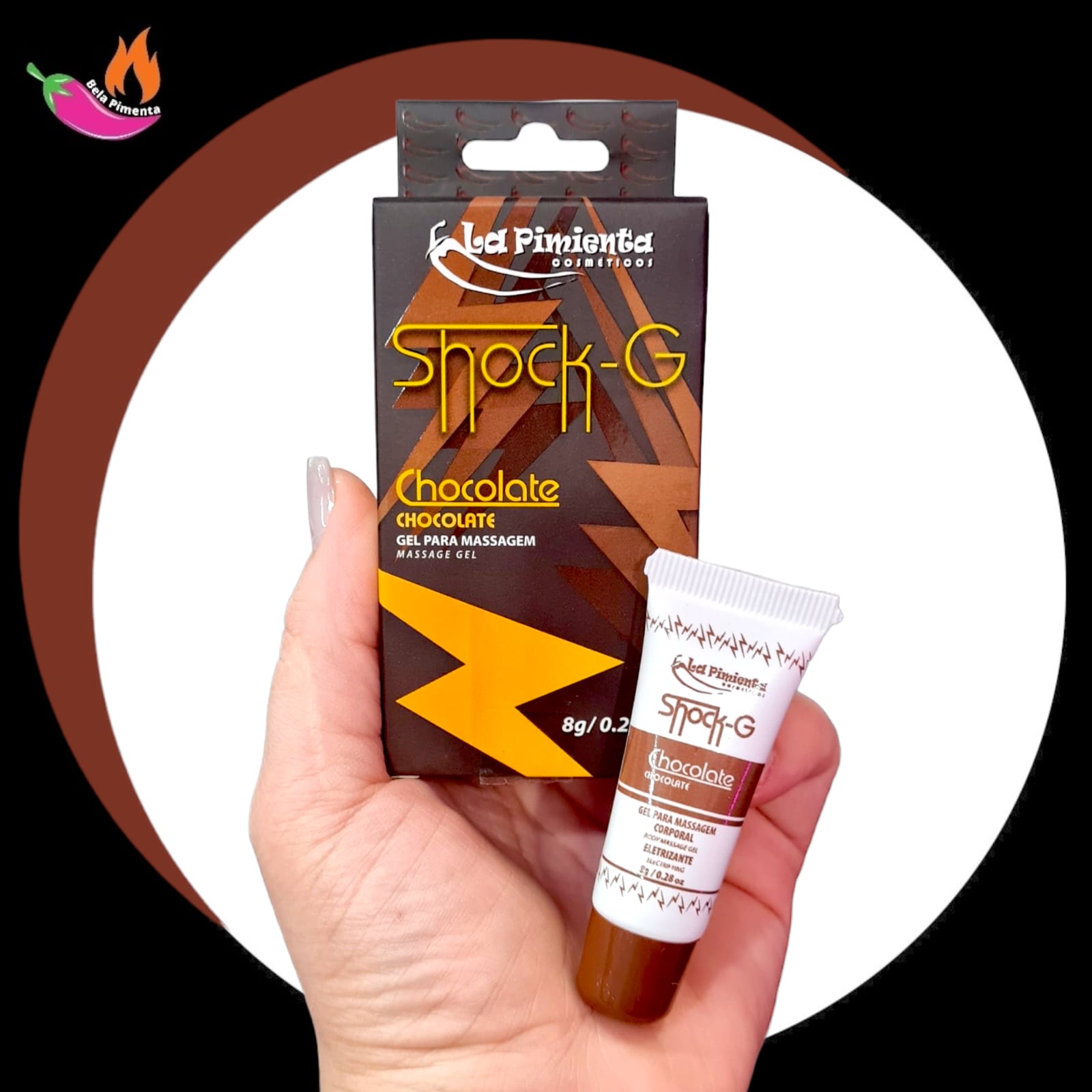 Gel Vibrante Beijavel Shock G 8g Chocolate - Bela Pimenta