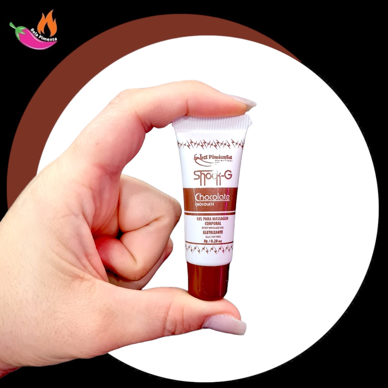 Gel Vibrante Beijavel Shock G 8g Chocolate - Imagem 2