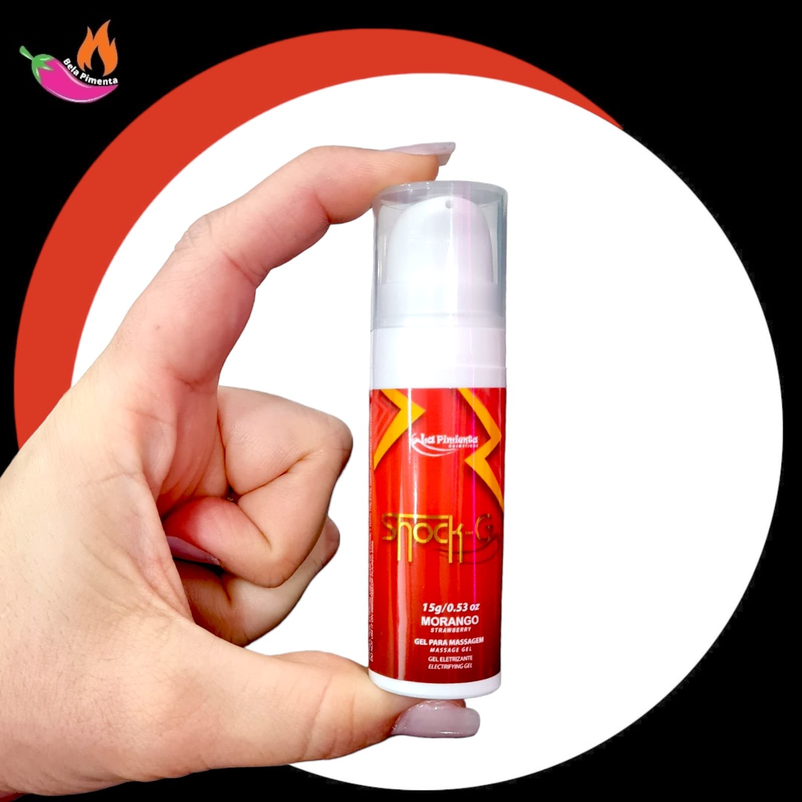 Gel Vibrante Beijavel Shock G 15g Morango - Imagem 2
