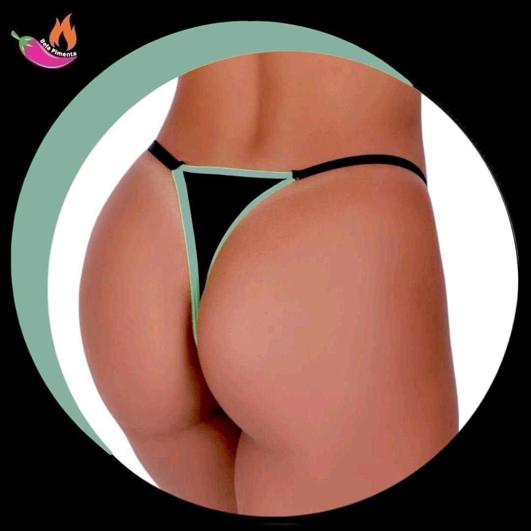 Calcinha Fio Misterio Neon Preto/Verde Menta (Veste 36 ao 46 - Imagem 3