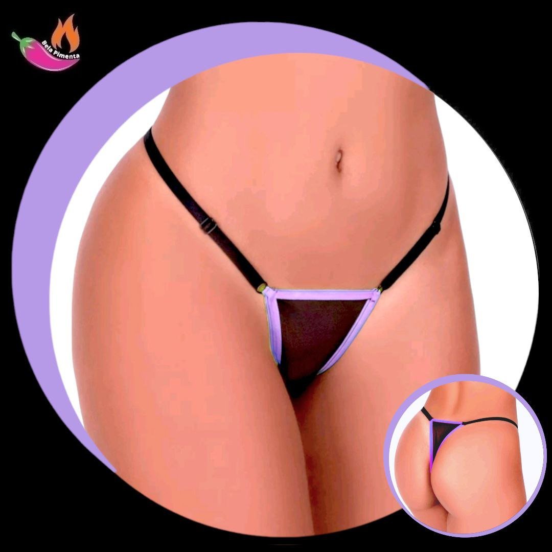 Calcinha Fio Misterio Neon Preto/Lilas (Veste 36 ao 46