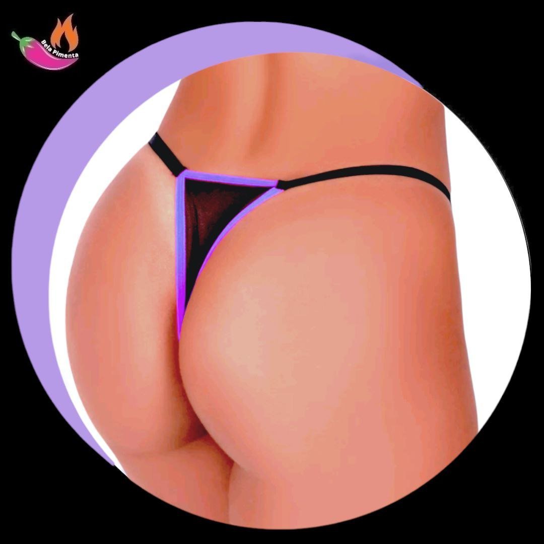 Calcinha Fio Misterio Neon Preto/Lilas (Veste 36 ao 46 - Imagem 3