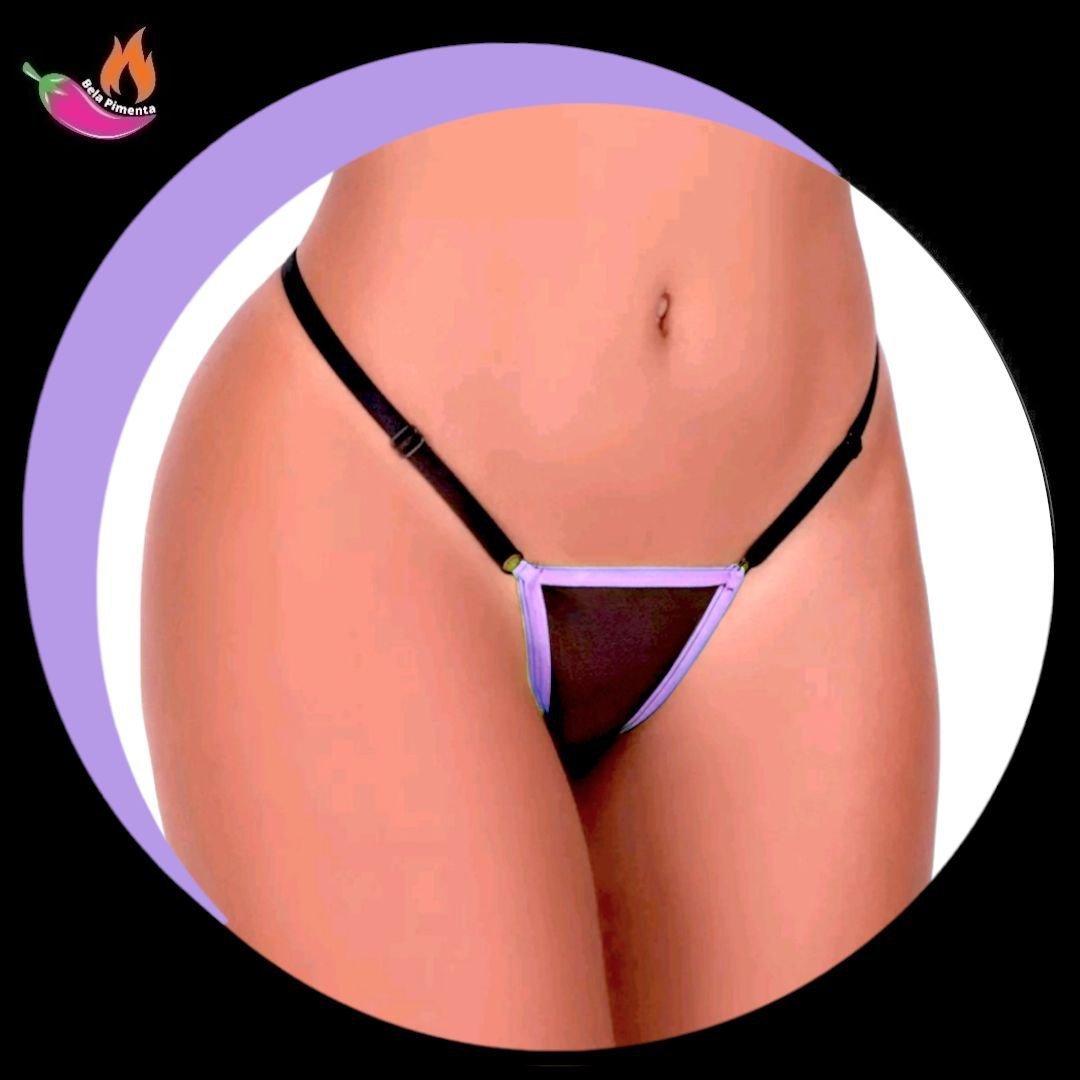Calcinha Fio Misterio Neon Preto/Lilas (Veste 36 ao 46 - Imagem 2
