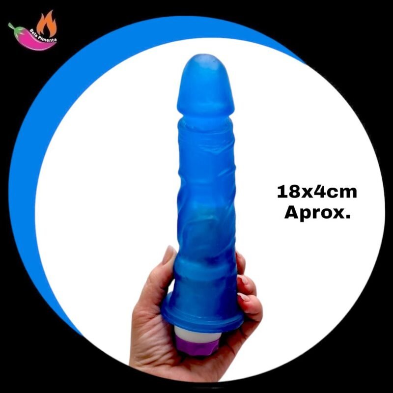 Protese Peniana Atox PVC com Vibrador 18x4cm Azul
