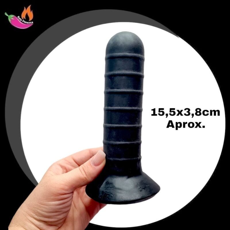 Protese Realistica Cyber Skin Tailor Preto com Ventosa 15,5x3,8cm Falico