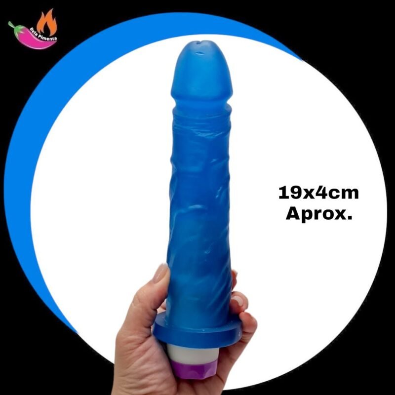 Protese Peniana Atox PVC com Vibrador 19x3,8cm Azul