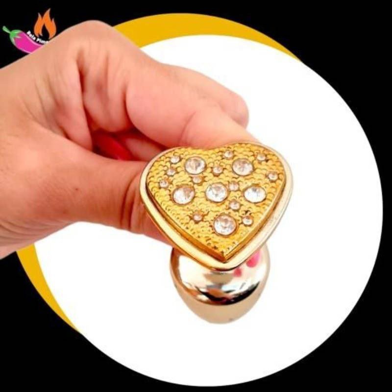 Plug Anal Metal Coracao Cravejado Dourado - Imagem 4