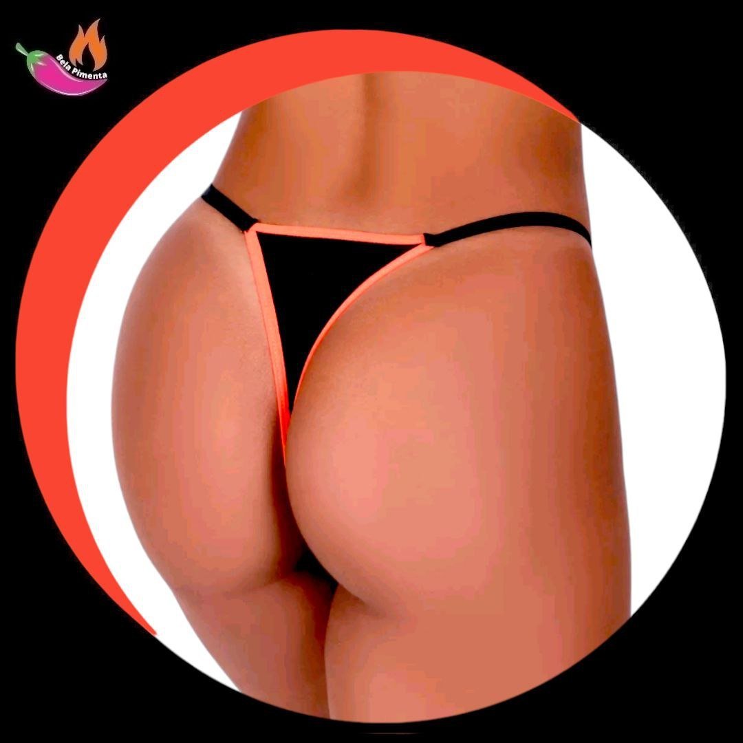 Calcinha Fio Misterio Neon Preto/Laranja (Veste 36 ao 46) - Imagem 2