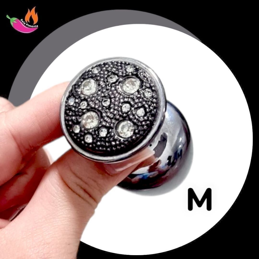 Plug Anal Metal Cravejado M Redondo Onix