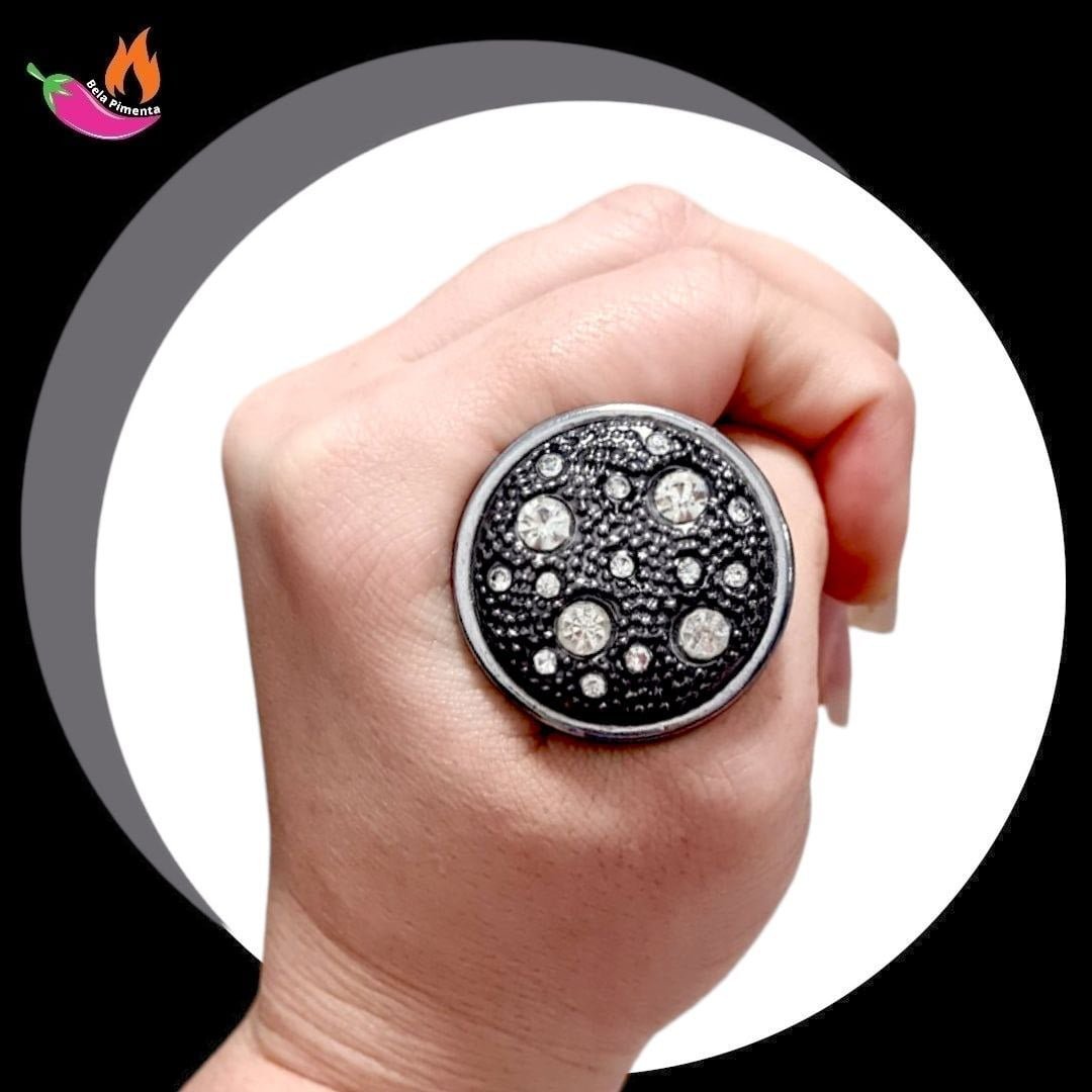 Plug Anal Metal Cravejado M Redondo Onix - Imagem 3