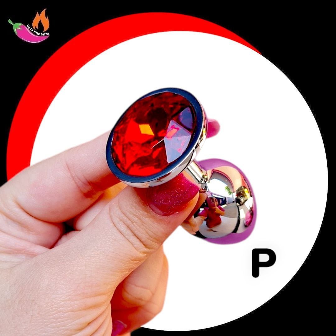 Plug Anal Metal Redondo P Prata / Vermelho