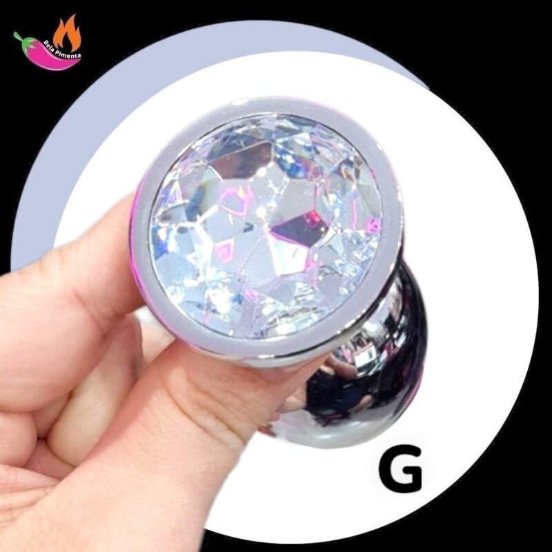 Plug Anal Metal Redondo G Prata / Cristal