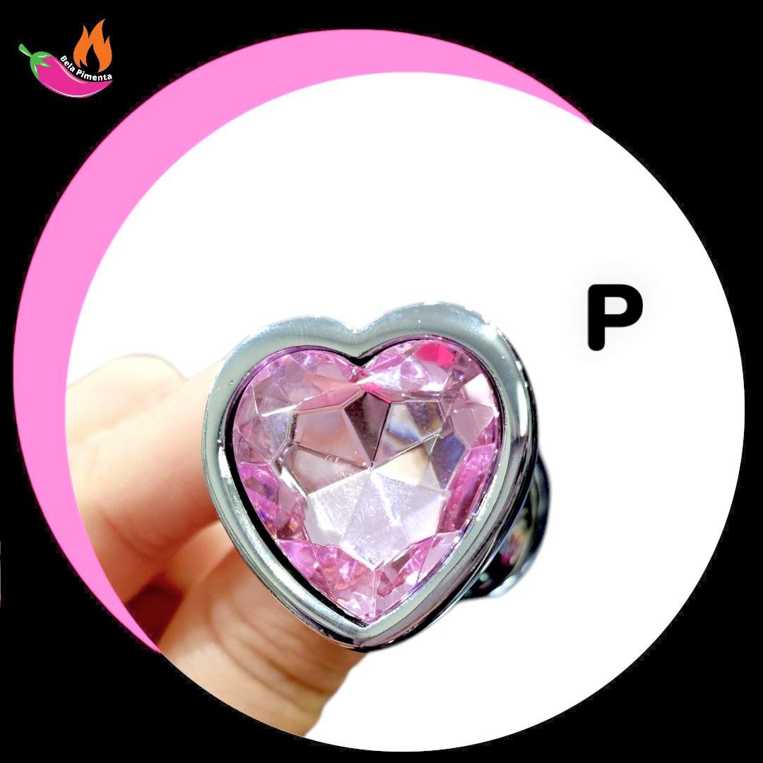 Plug Anal Metal Coracao P Prata / Rosa Claro