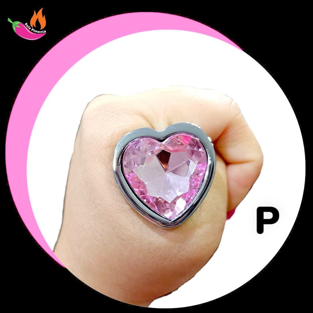 Plug Anal Metal Coracao P Prata / Rosa Claro - Imagem 6