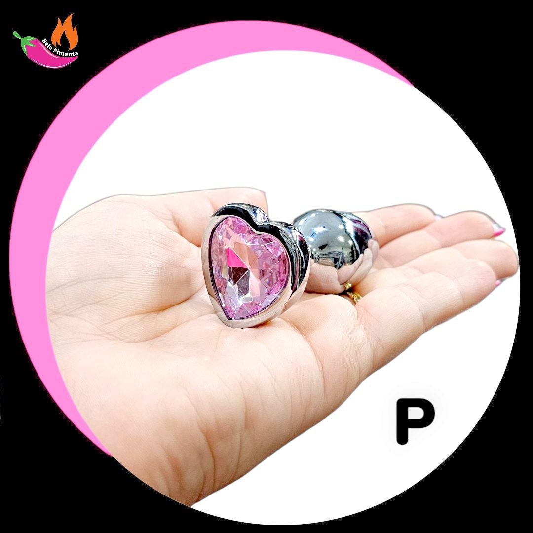 Plug Anal Metal Coracao P Prata / Rosa Claro - Imagem 5