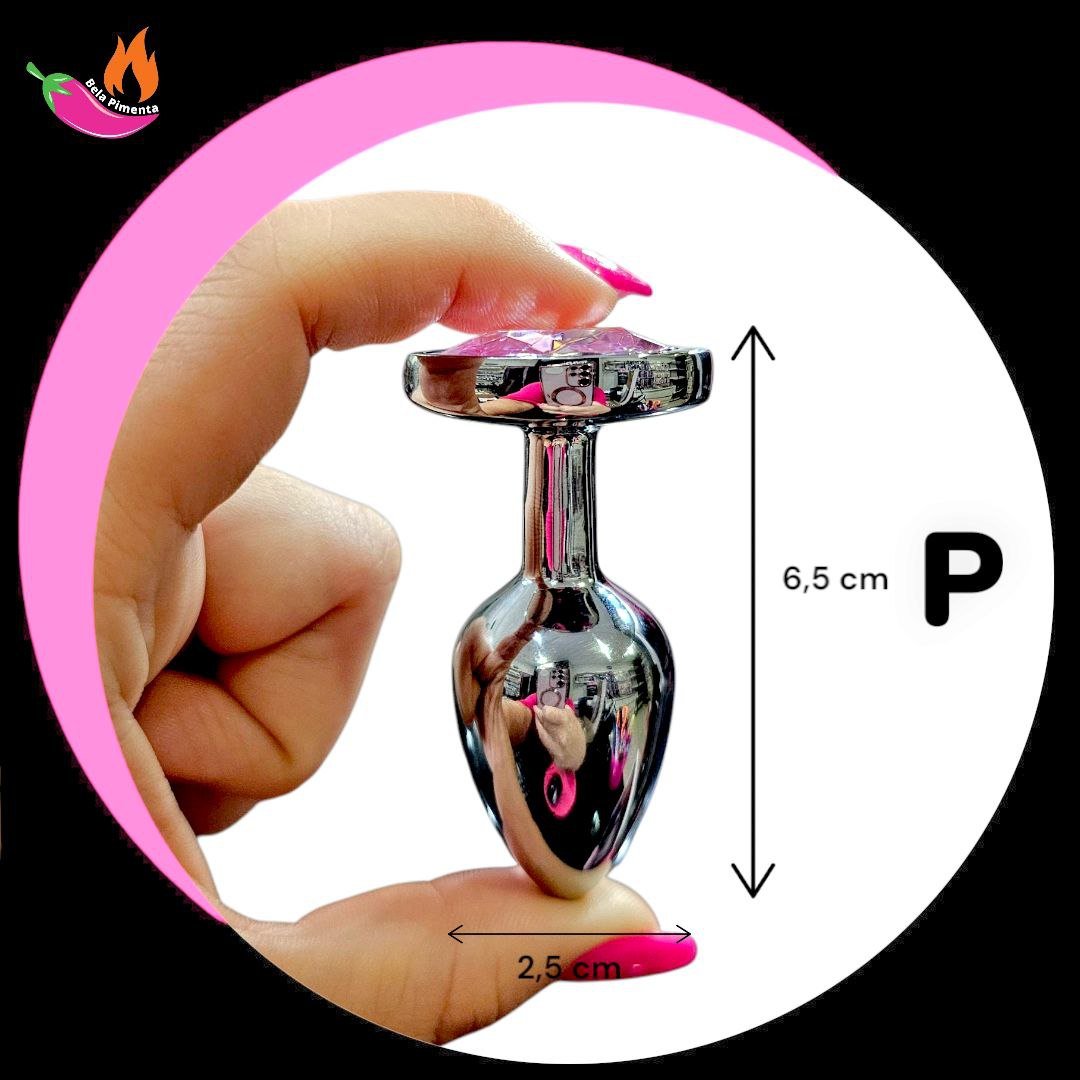 Plug Anal Metal Coracao P Prata / Rosa Claro - Imagem 3
