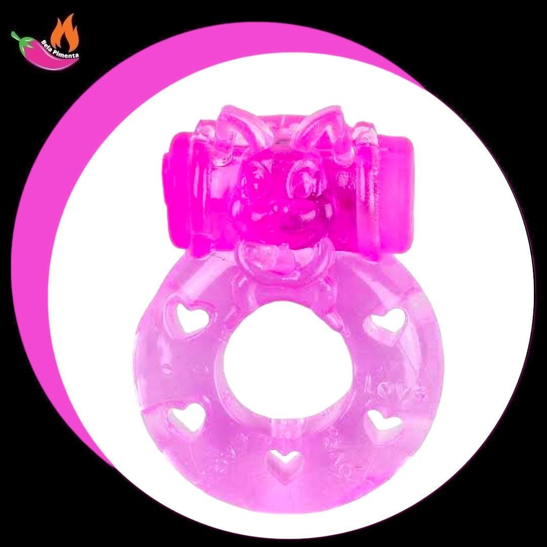 Anel Peniano com Vibrador Coelhinho Rosa - 1 Intensidade - Imagem 3
