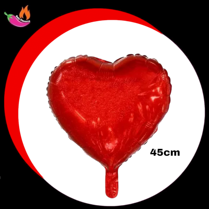 Balão Coração Holografico Vermelho 45cm