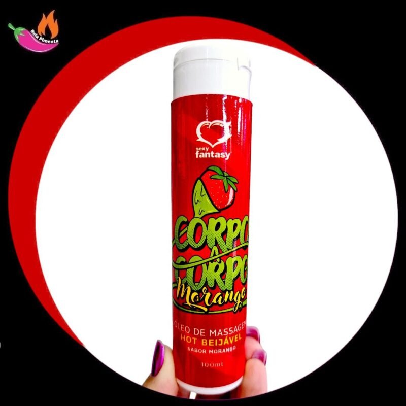 Oleo para Massagem Esquenta Beijavel Corpo a Corpo Morango 100ml