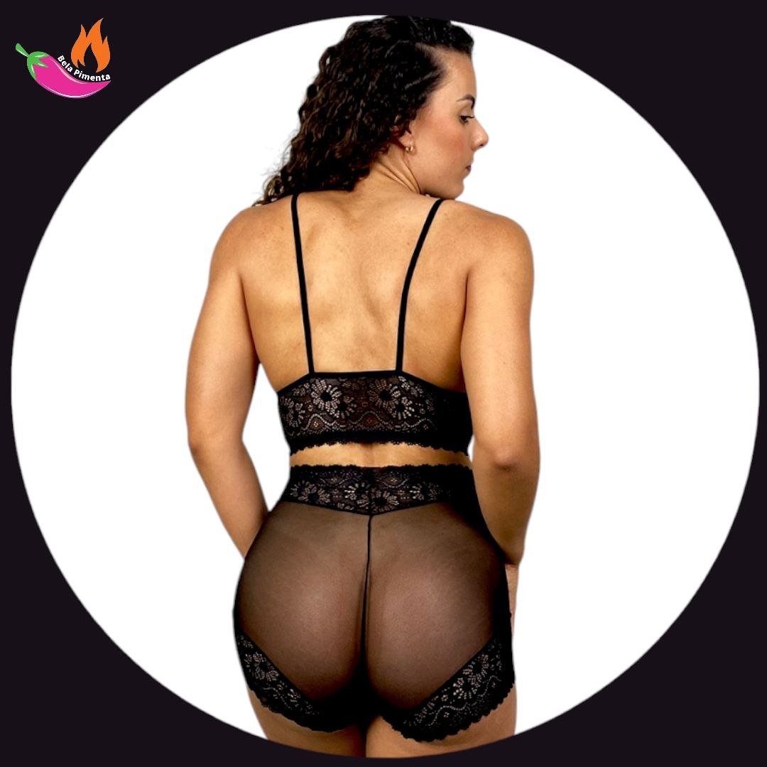 Babydoll Mini Ravena Preto GG - Imagem 2