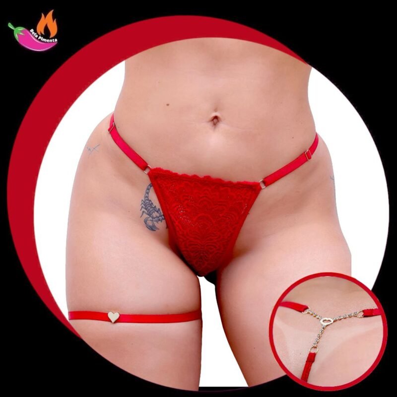 Calcinha Fio Lindo com Persex Personalizada (6 letras) Vermelha - Tam. Unico