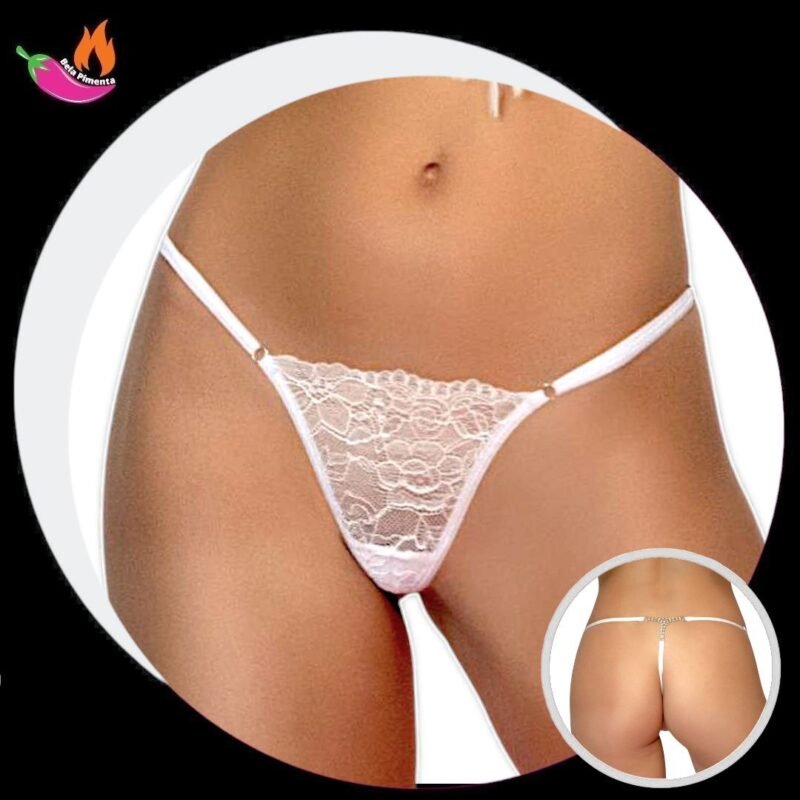 Calcinha Fio Strass Luxo Renda Branca 5020 - Tam Unico