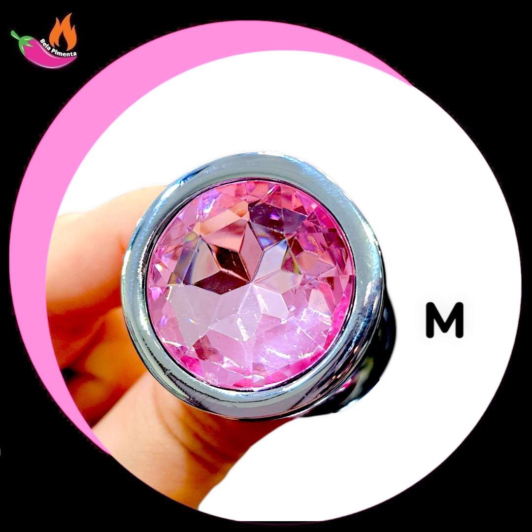 Plug Anal Metal Redondo M Prata / Rosa Claro
