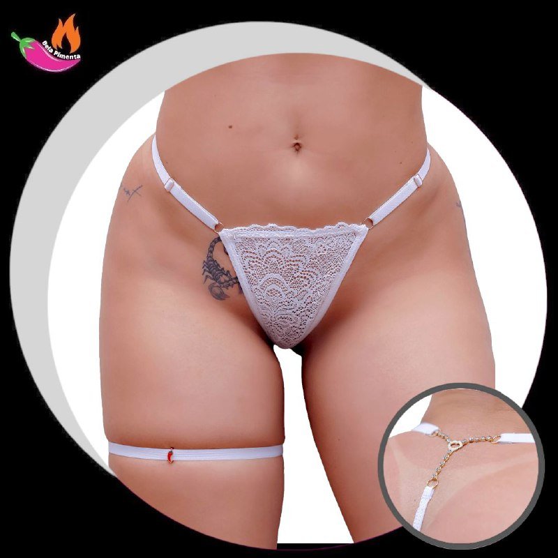 Calcinha Fio Lindo com Persex Personalizada (6 letras) Branca - Tam. Unico