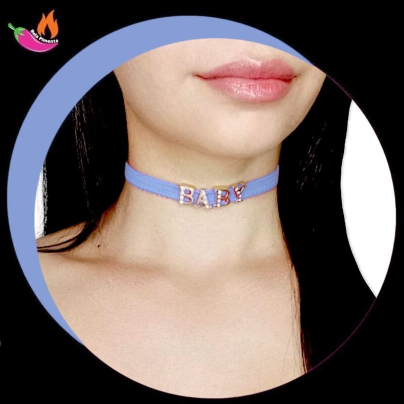Chocker Personalizada Azul Claro - Tamanho Unico ( 6 letras)