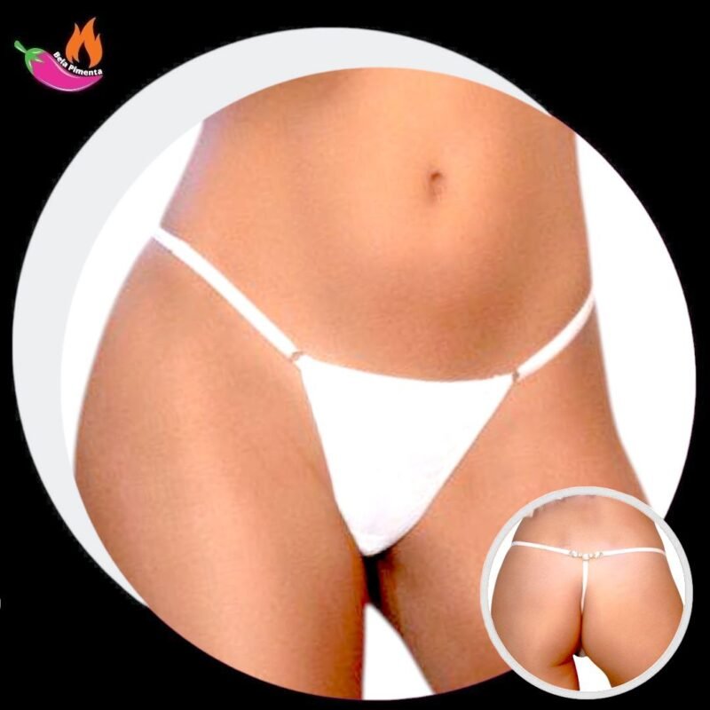 Calcinha Fio Strass Luxo 3 Pedras Cristal Branca - 5023