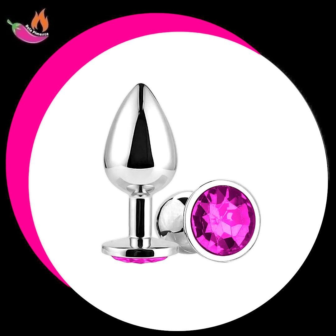 Plug Anal Metal Redondo P Prata / Rosa Pink