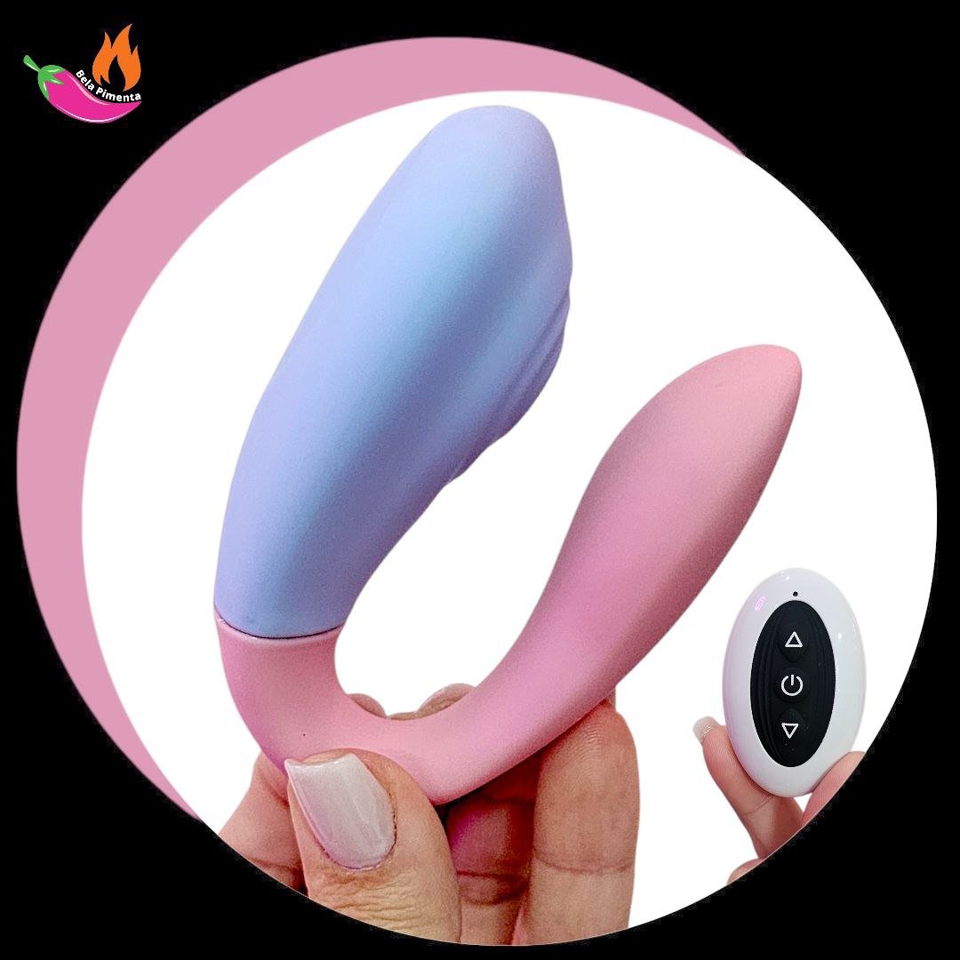 Vibrador de Casal Explore Joy com Controle - Rosa e Azul