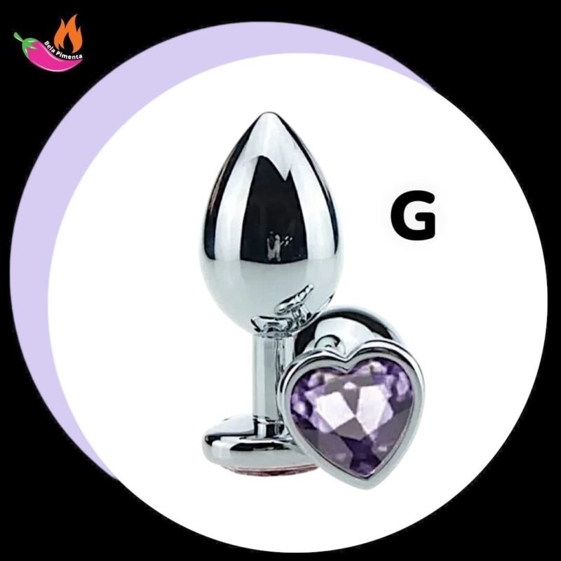Plug Anal Metal Coracao G Prata / Lilas
