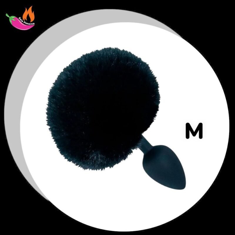 Plug Anal Silicone Pompom Preto M