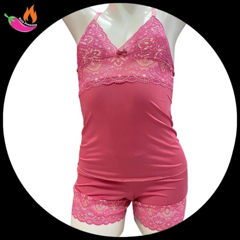 Babydoll Caliente M - Rosa e Marfim