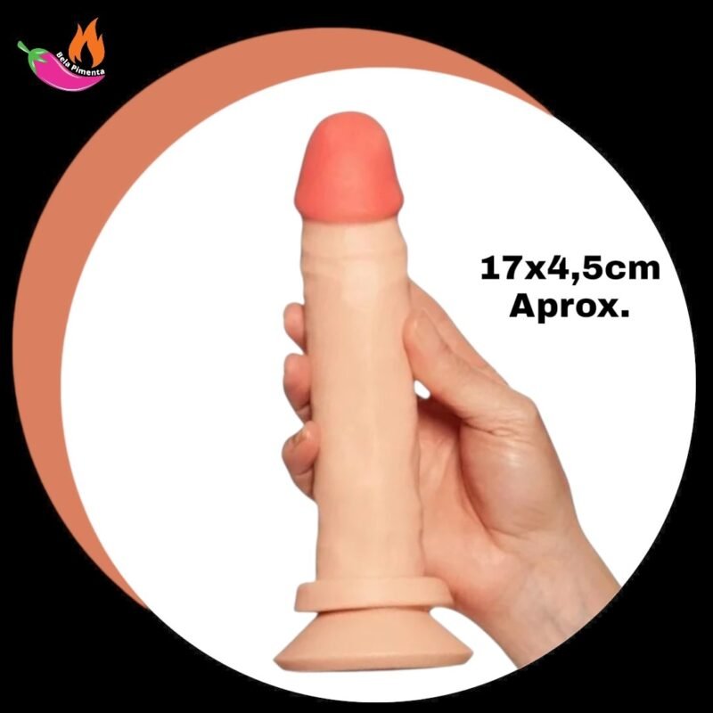 Protese Peniana Cyberskin com Ventosa 17x4,5cm Bege Bernard