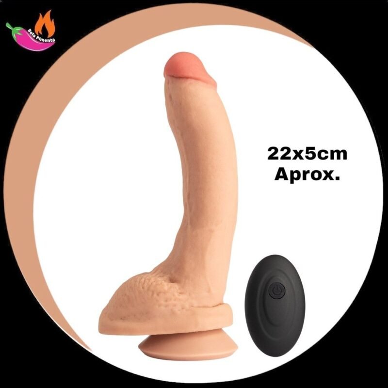 Protese Peniana Cyberskin com Vibracao e com Controle Paul Bege 22x5cm - Recarregavel