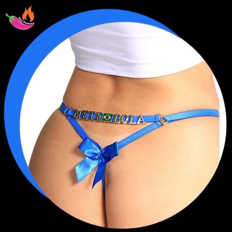 Calcinha Personalizada Fio Presente Laço Azul
