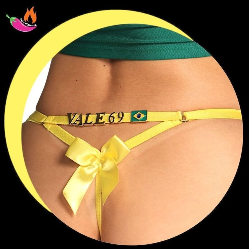 Calcinha Personalizada Fio Presente Laço Amarela