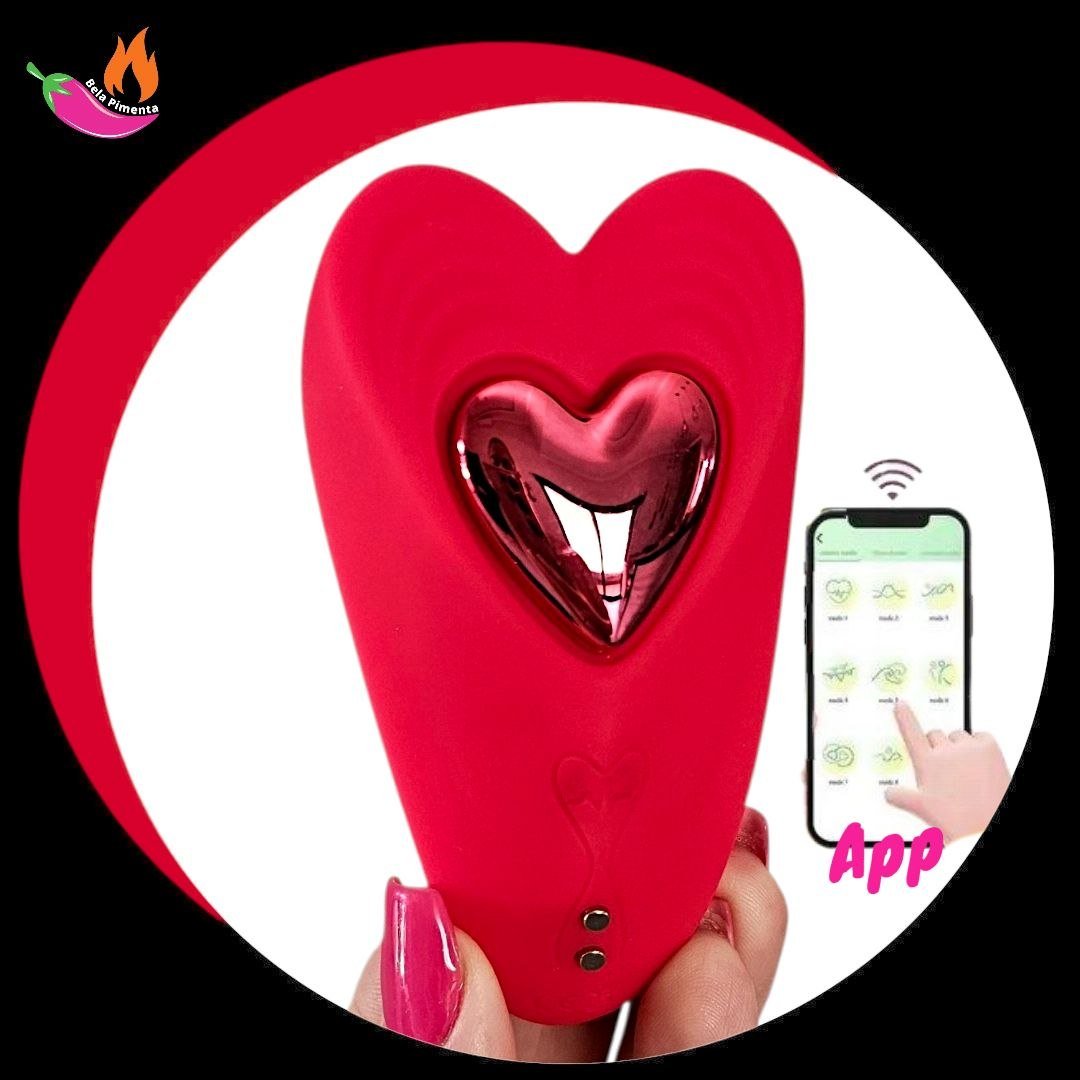 Vibrador de Calcinha Love com Imã de Coração Controle Aplicativo App - Vermelho