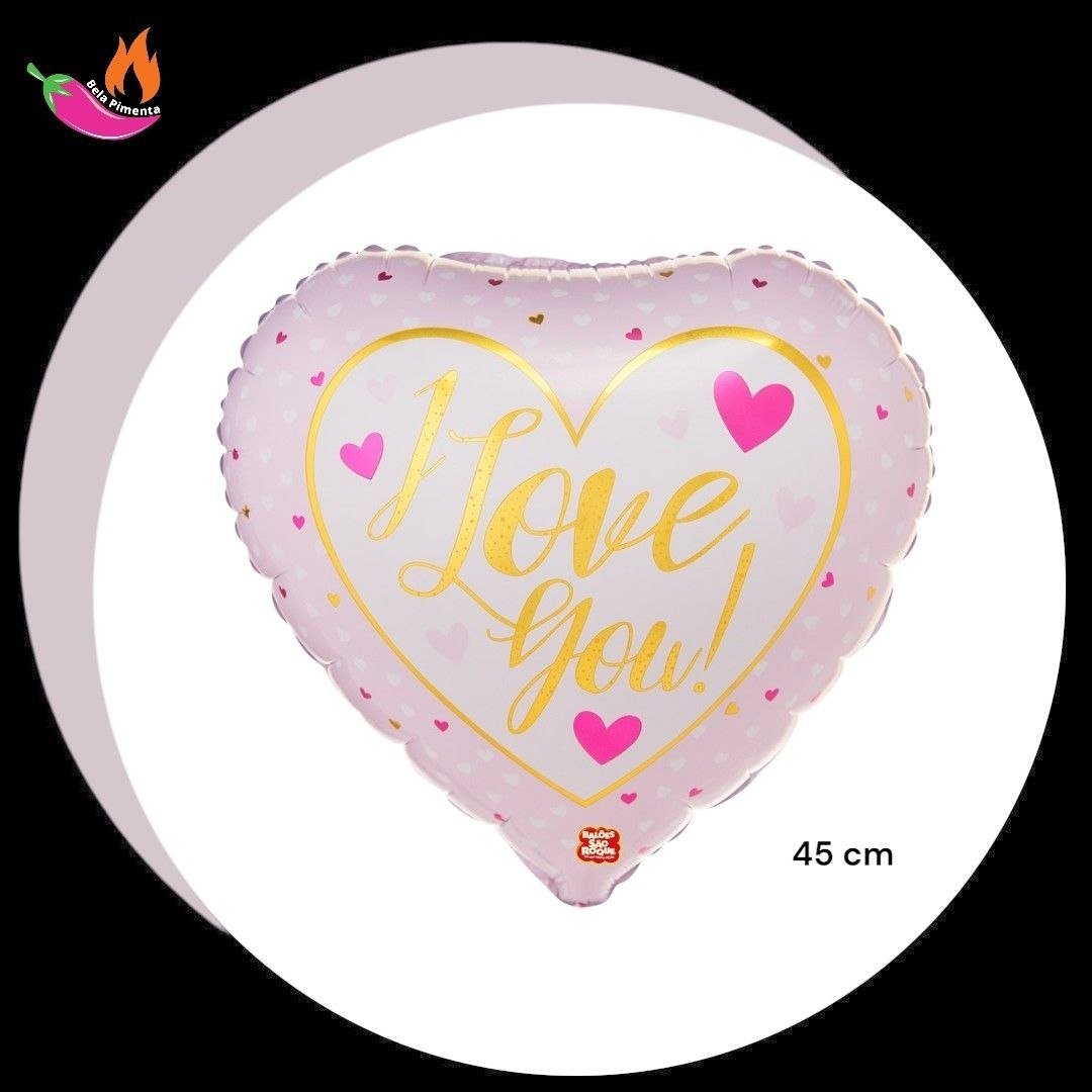 Balão Coração Holografico I Love You 45cm