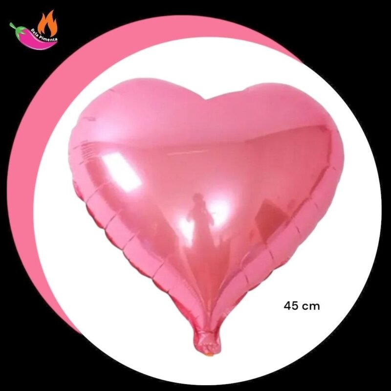Balão Coração Holografico Rosa 45cm