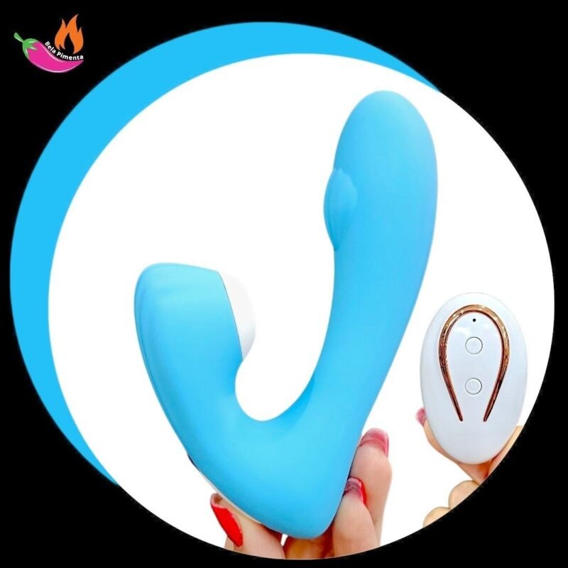 Vibrador 2 em 1 Ponto G e Sugador Bliss Azul