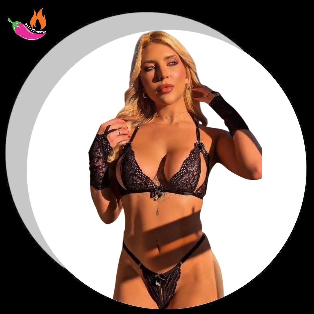 Conjunto com Calcinha Personalizada Sapeca Preto ( Veste do M ao GG )