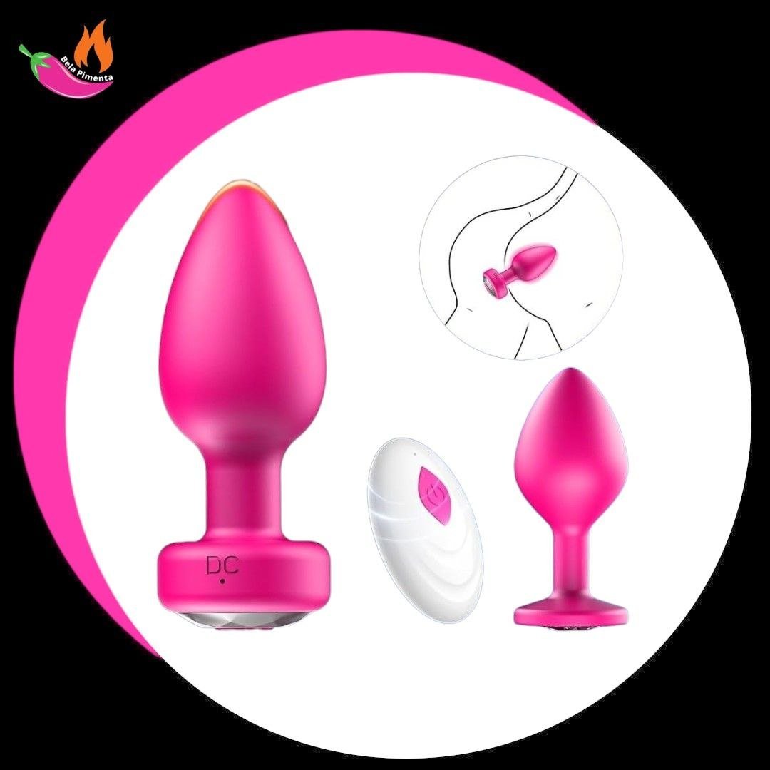 Vibrador Plug Anal M com Controle Rosa - Imagem 2