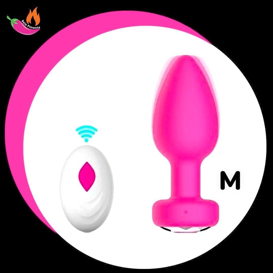 Vibrador Plug Anal M com Controle Rosa