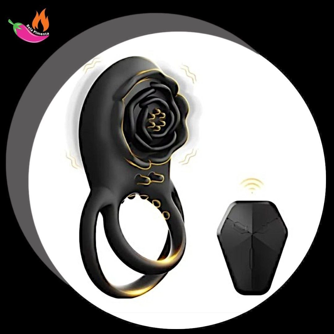 Anel Peniano com Vibrador Ring Preto com Controle Remoto